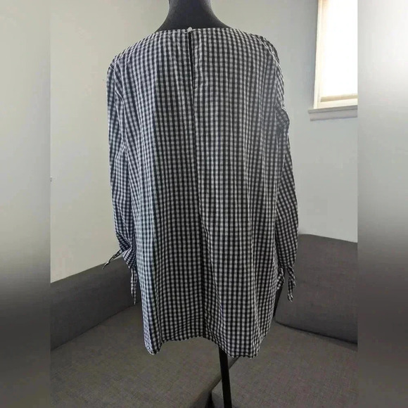 Vince Camuto Black and White Gingham Top -- Size S -- Preppy Jackie O Brunch - Picture 4 of 8